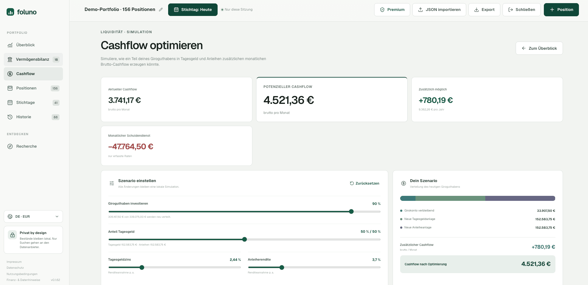 Cashflow lokal simulieren
